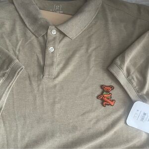 George Light Brown Polo Shirt Grateful Dead Dancing Bear 2XL